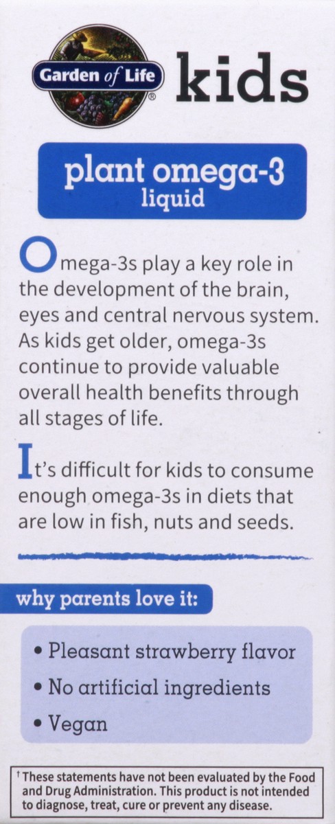 slide 8 of 9, Garden of Life Kids Plant Omega-3 Liquid Strawberry, 1 ct