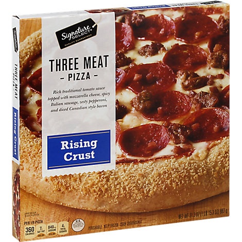 slide 1 of 1, Signature Select Pizza Rising Crust Three Meat Frozen, 31.3 oz