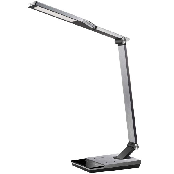 slide 1 of 10, WORKPRO Led Usb Desk Lamp With Qi Certified Wireless Charger And Timer, 17-1/2"H, Brushed Metal/Gray, 1 ct