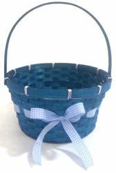 Holiday Home 10-Inch Solid Bamboo Basket - Blue