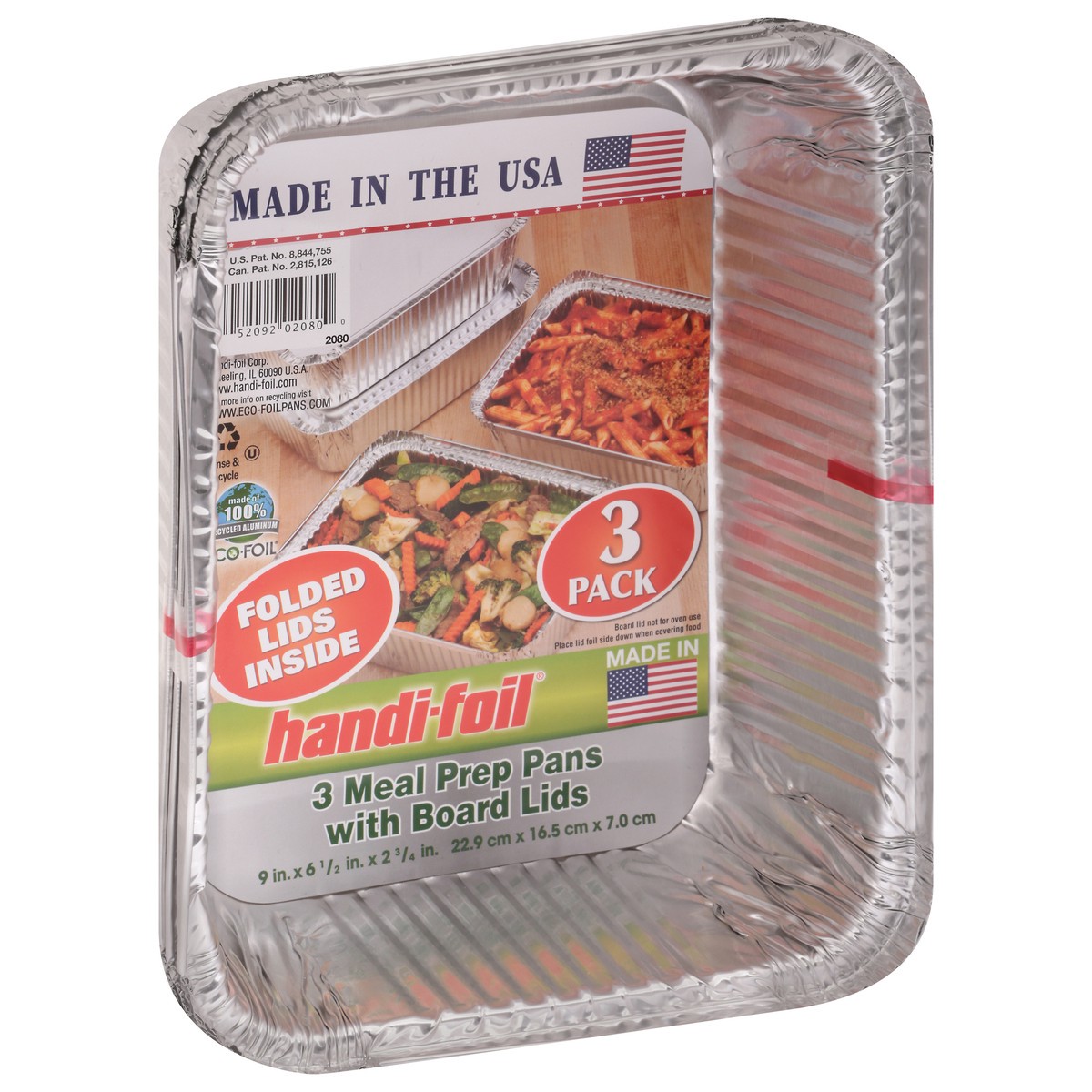 slide 9 of 9, Handi-foil Meal Prep Pans with Board Lids 3 Each, 3 ct