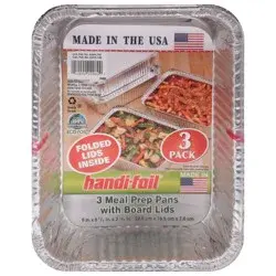 Handi-foil Meal Prep Pans with Board Lids 3 Pack 3 ea