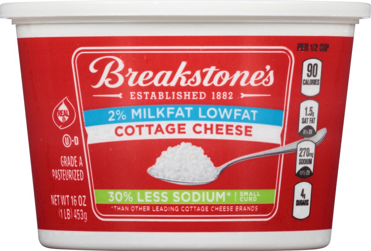 slide 11 of 23, Breakstone's Lowfat Small Curd Cottage Cheese Sodium 2% Milkfat, 16 oz Tub, 16 oz