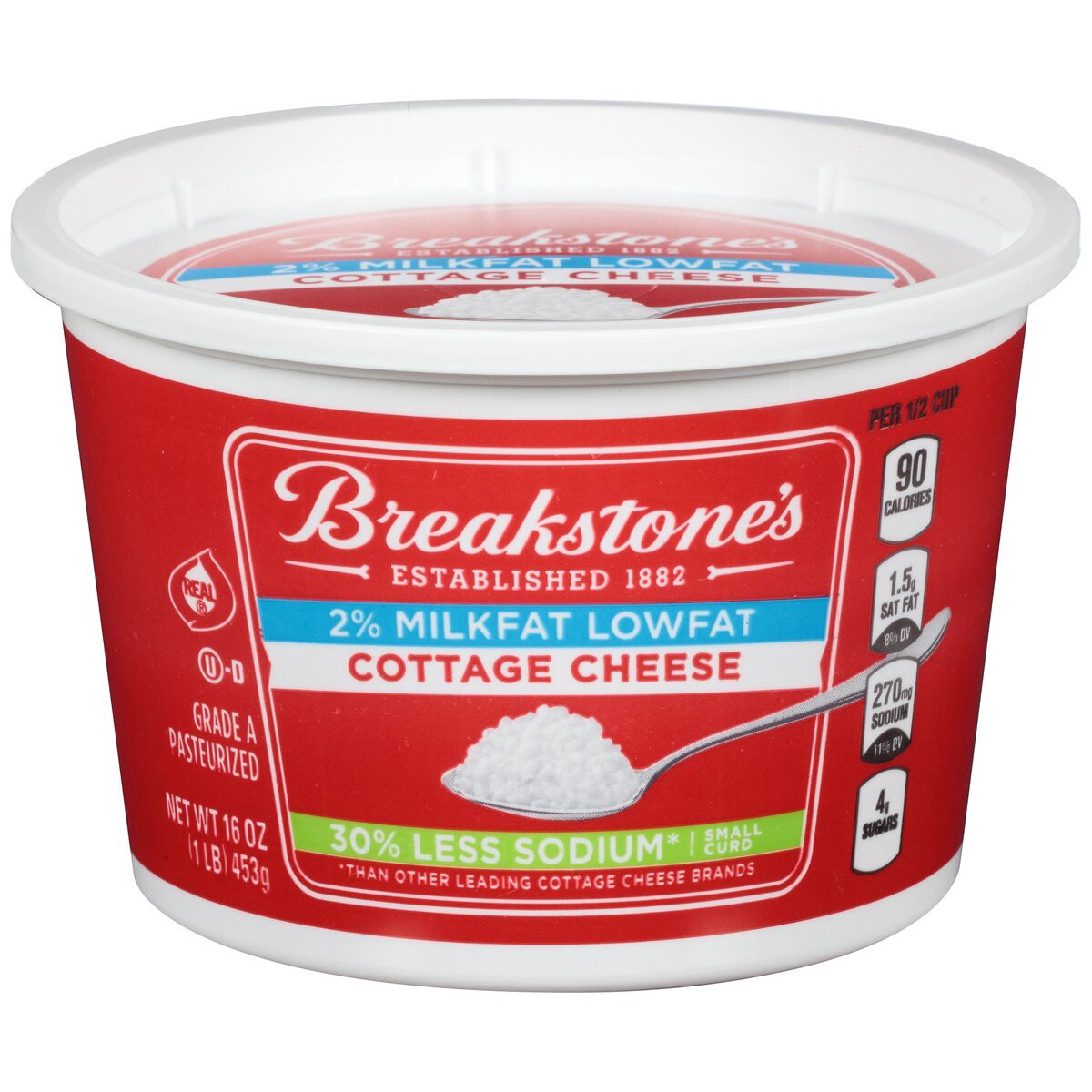slide 1 of 23, Breakstone's Lowfat Small Curd Cottage Cheese with Low Sodium & 2% Milkfat Tub, 16 oz