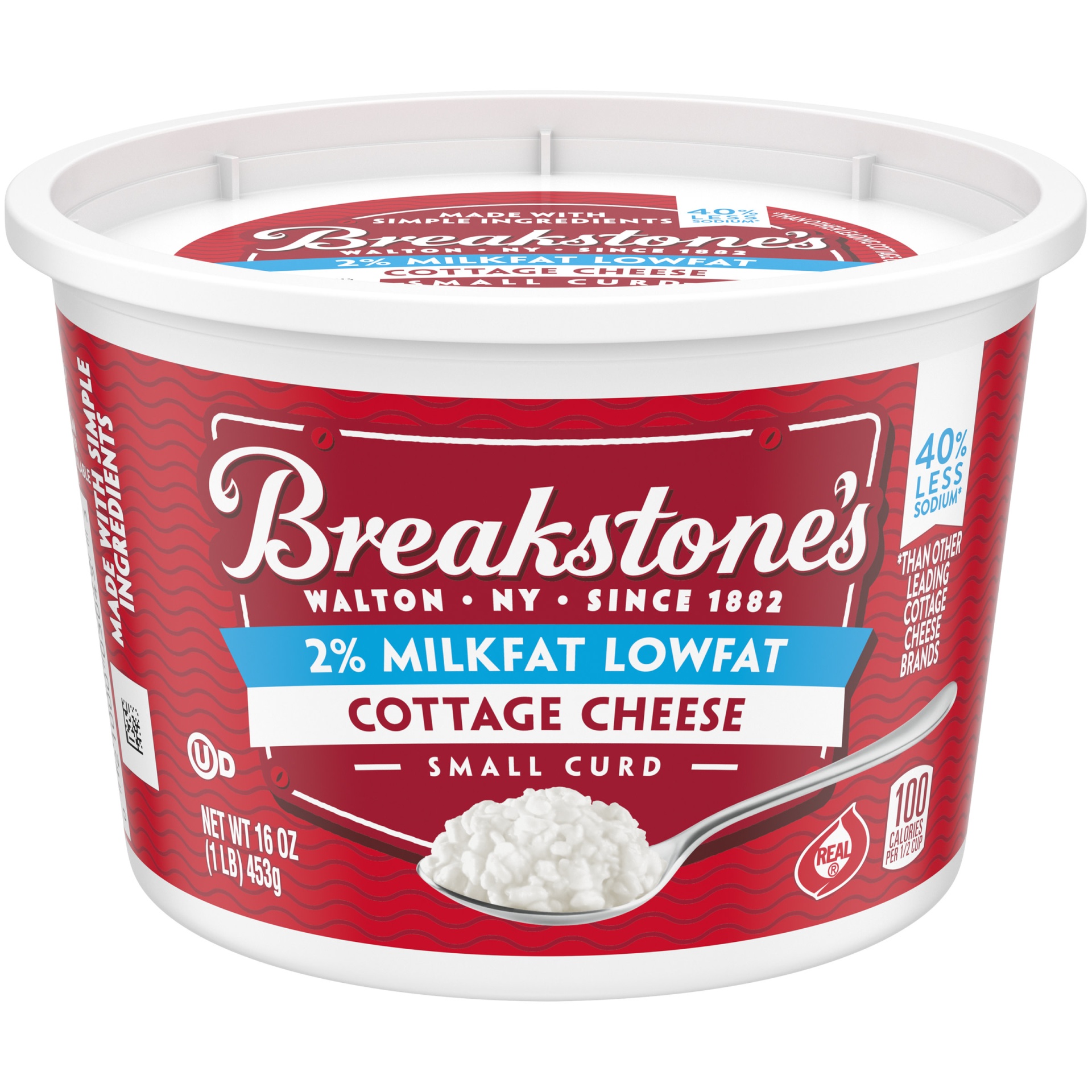 slide 1 of 6, Breakstone's Lowfat Small Curd Cottage Cheese with Low Sodium & 2% Milkfat, 16 oz