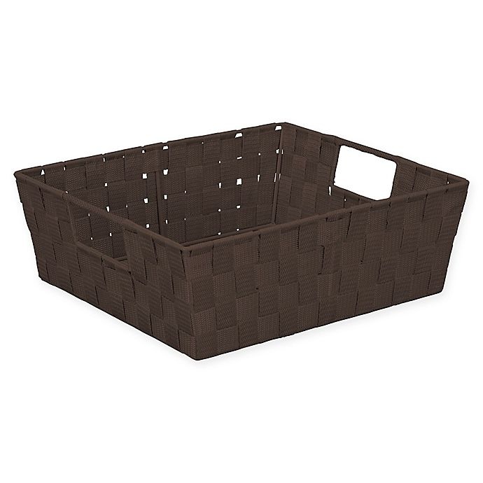 slide 1 of 2, Simplify Large Woven Storage Shelf Bin - Chocolate, 1 ct