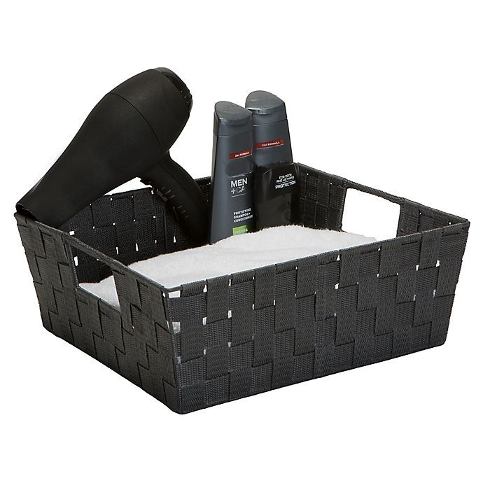 slide 2 of 2, Simplify Large Woven Storage Shelf Bin - Grey, 1 ct