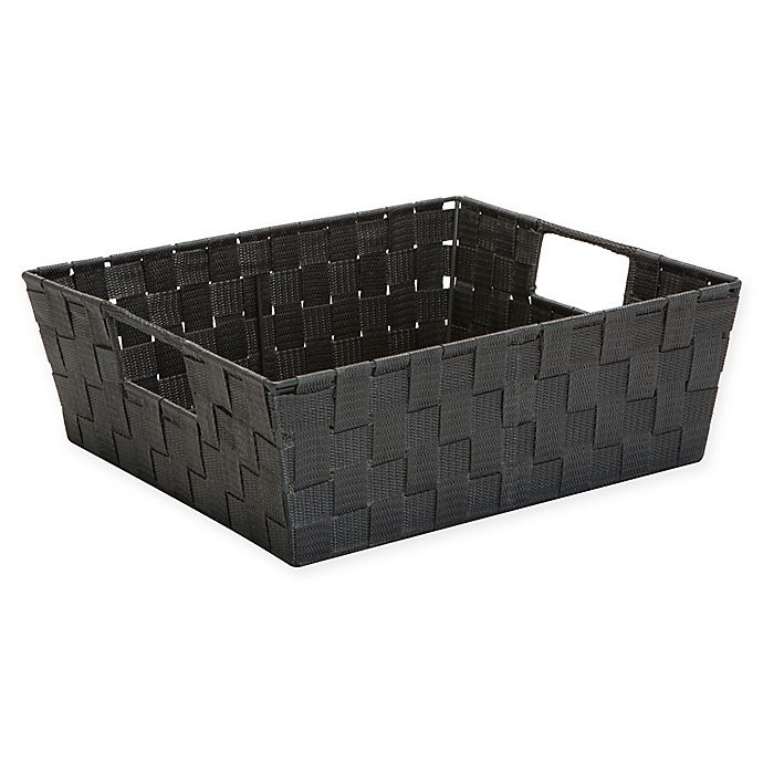 slide 1 of 2, Simplify Large Woven Storage Shelf Bin - Grey, 1 ct