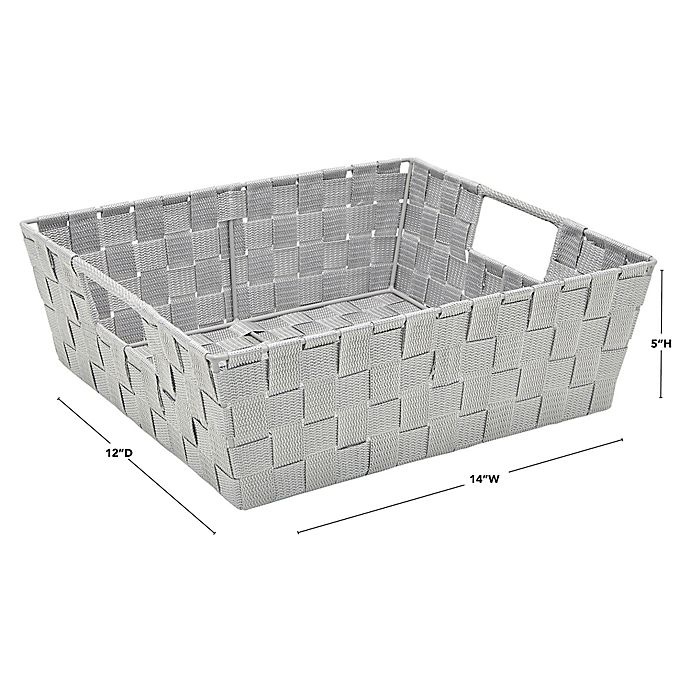 slide 3 of 3, Simplify Large Woven Storage Shelf Bin - Light Grey, 1 ct