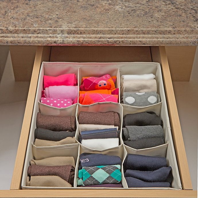 slide 4 of 4, Simplify 9-Compartment Drawer Organizer - Beige, 1 ct