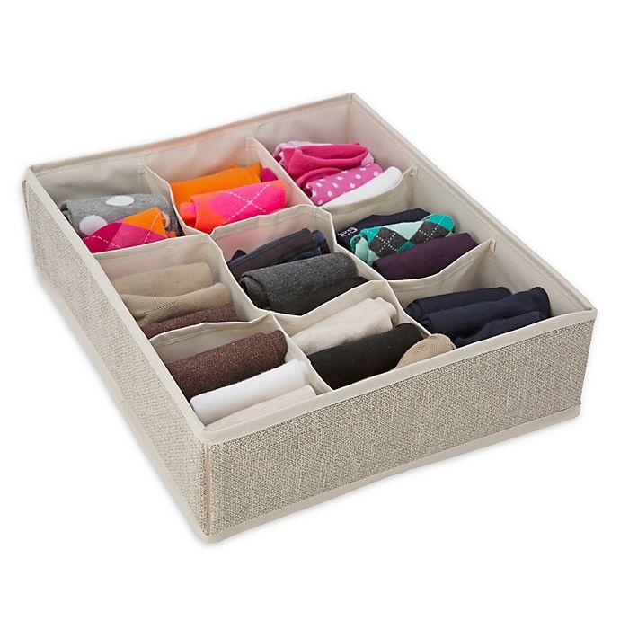 slide 1 of 4, Simplify 9-Compartment Drawer Organizer - Beige, 1 ct