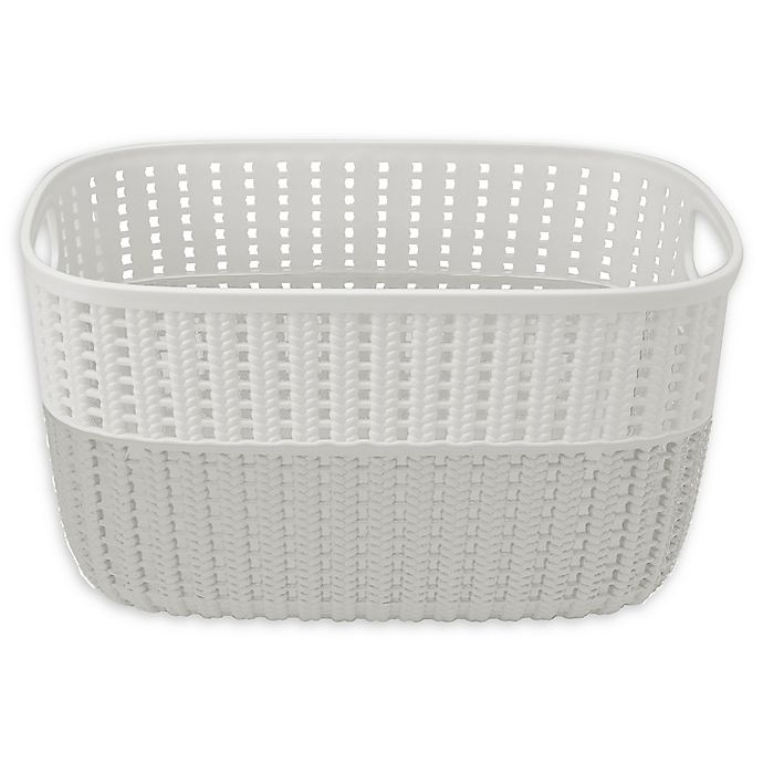 slide 1 of 3, Simplify 2-Tone Decorative Medium Storage Basket - Heather Grey, 1 ct