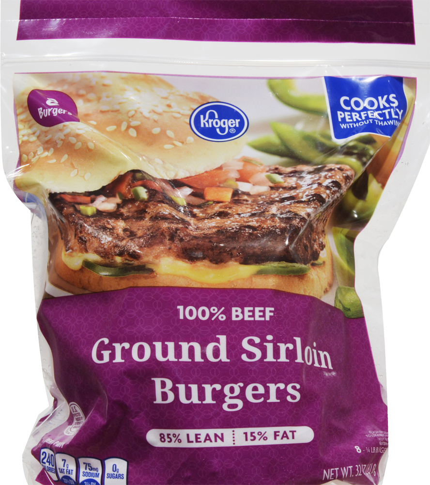 slide 1 of 1, Kroger 91% Lean Frozen Ground Beef Burger, 2 lb