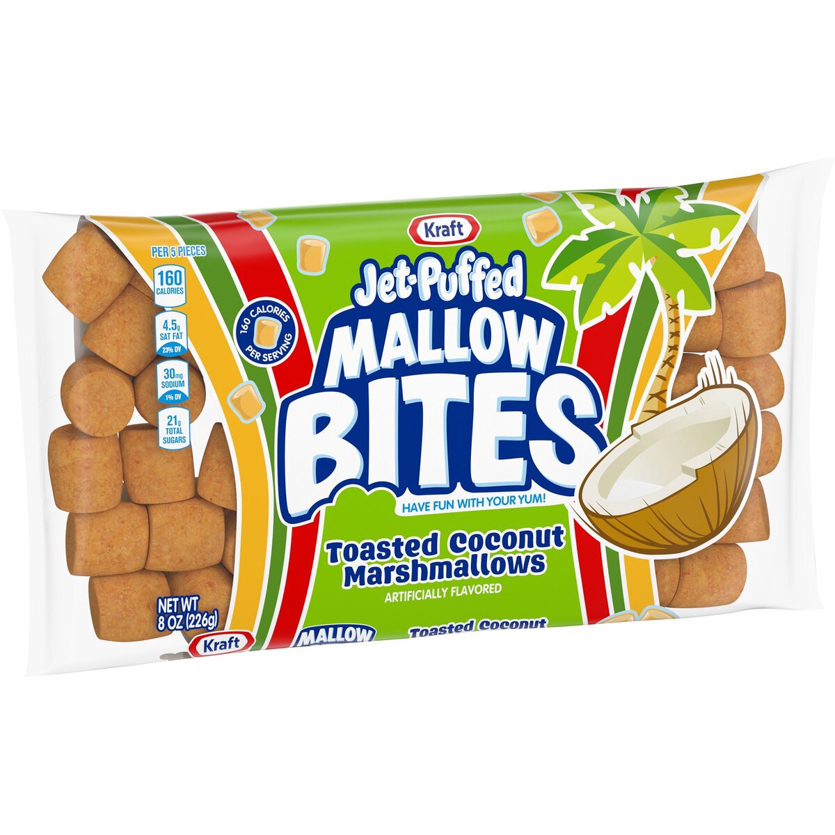 slide 2 of 8, Jet-Puffed Mallow Bites Toasted Coconut Flavored Marshmallows, 8 oz Bag, 8 oz