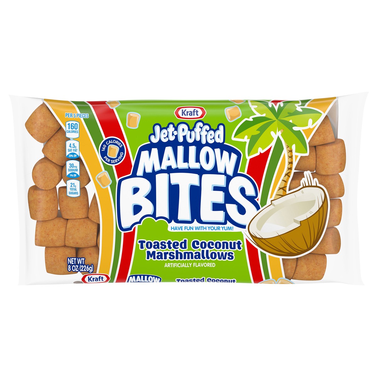 slide 1 of 8, Kraft Jet-Puffed Mallow Bites Toasted Coconut Marshmallows, 8 oz Bag, 8 oz