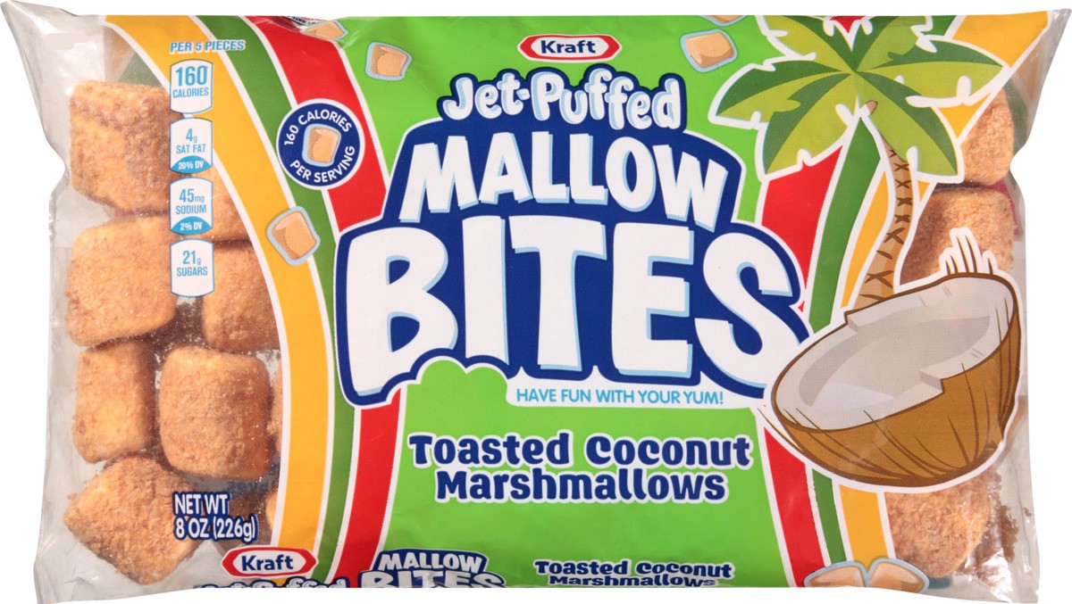 slide 6 of 8, Kraft Jet-Puffed Mallow Bites Toasted Coconut Marshmallows, 8 oz Bag, 8 oz