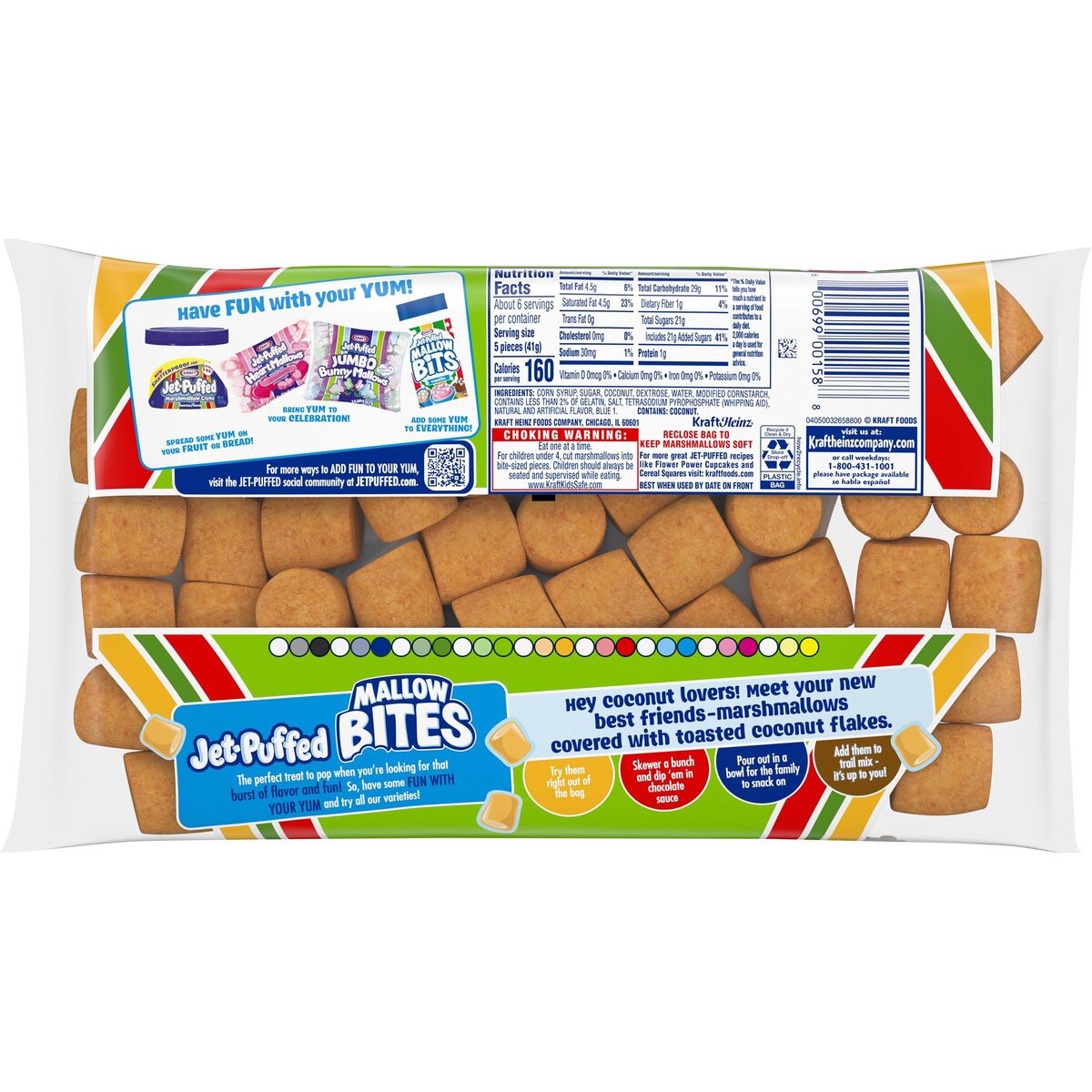 slide 7 of 8, Kraft Jet-Puffed Mallow Bites Toasted Coconut Marshmallows, 8 oz Bag, 8 oz