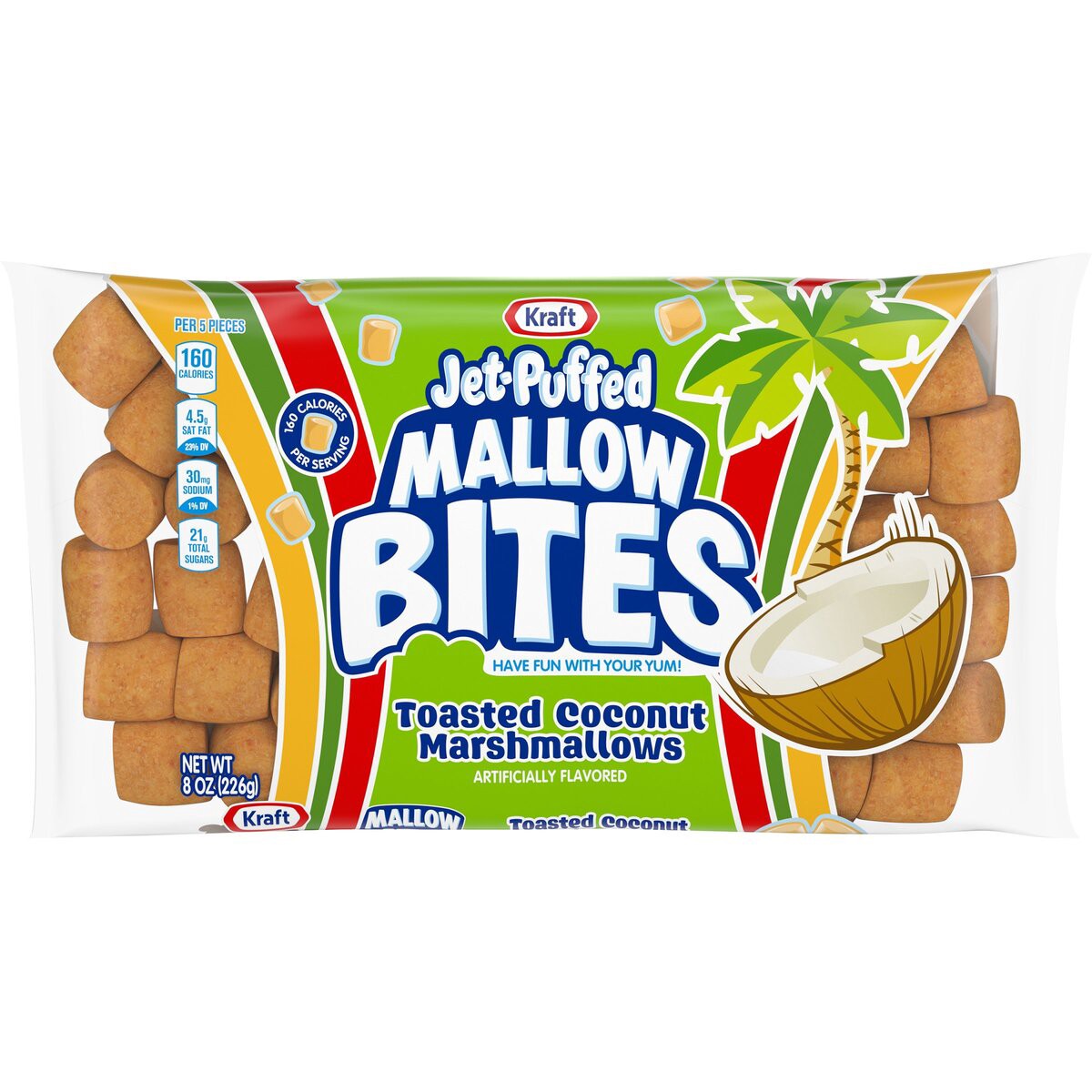 slide 1 of 8, Jet-Puffed Mallow Bites Toasted Coconut Flavored Marshmallows, 8 oz Bag, 8 oz