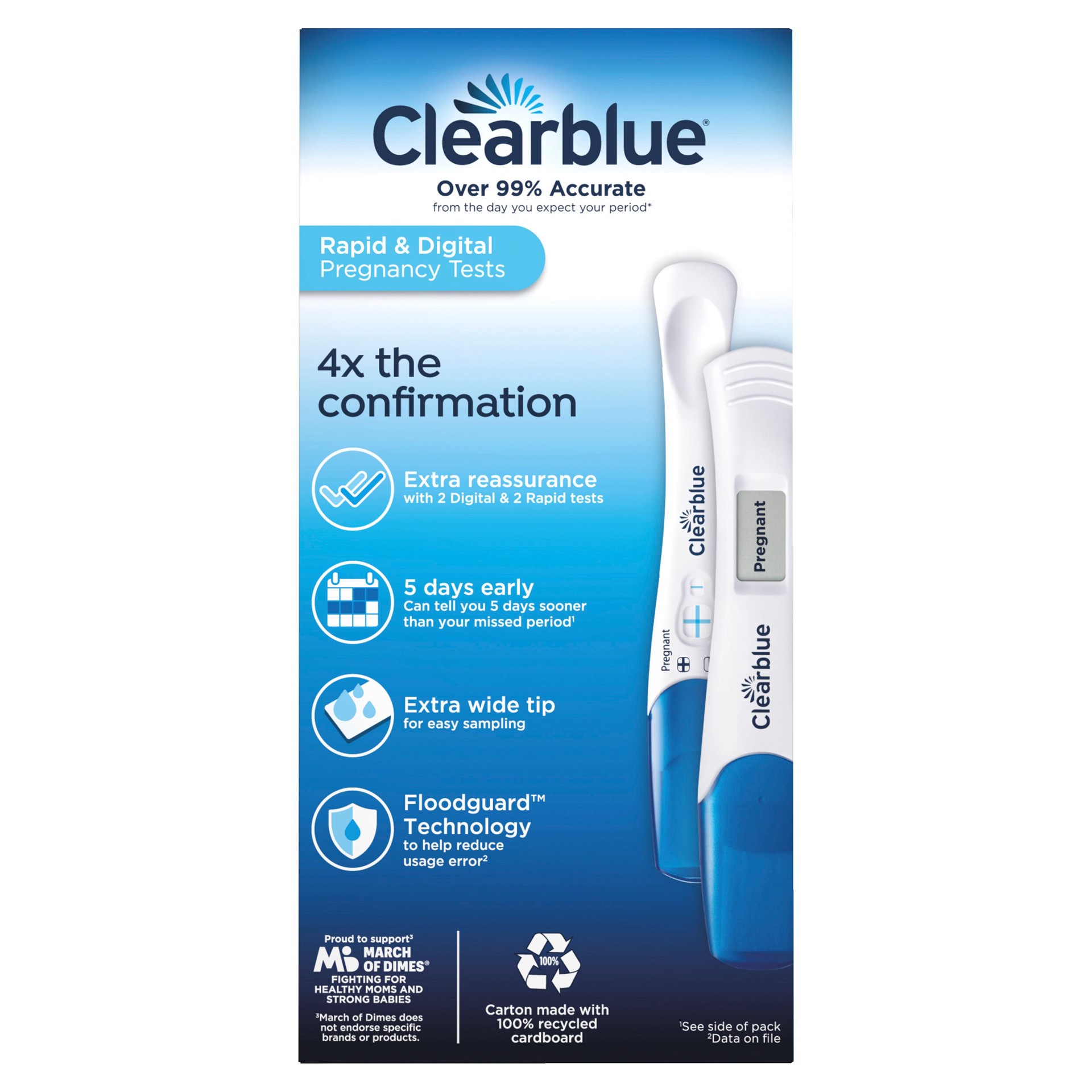 slide 2 of 14, Clearblue Early Pregnancy Test Kit, Results 6 Days Sooner, At Home Pregnancy Test Kit for Women, hCG Hormone Pregnancy Tests with Easy to Read Results, 4 Tests, 4 ct