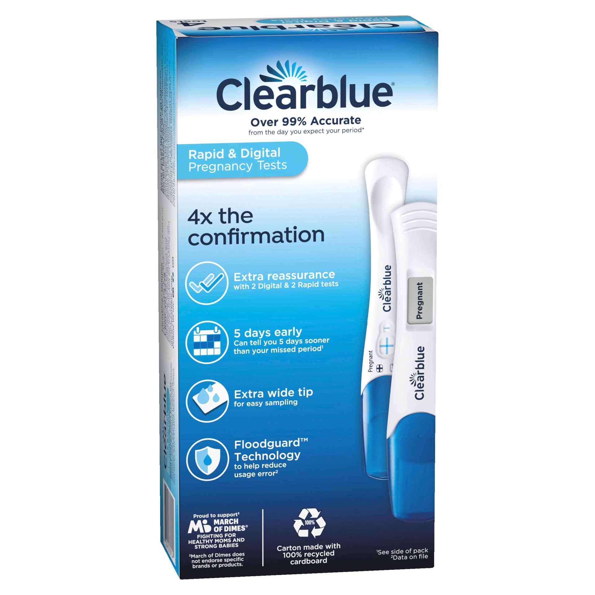 slide 6 of 14, Clearblue Early Pregnancy Test Kit, Results 6 Days Sooner, At Home Pregnancy Test Kit for Women, hCG Hormone Pregnancy Tests with Easy to Read Results, 4 Tests, 4 ct