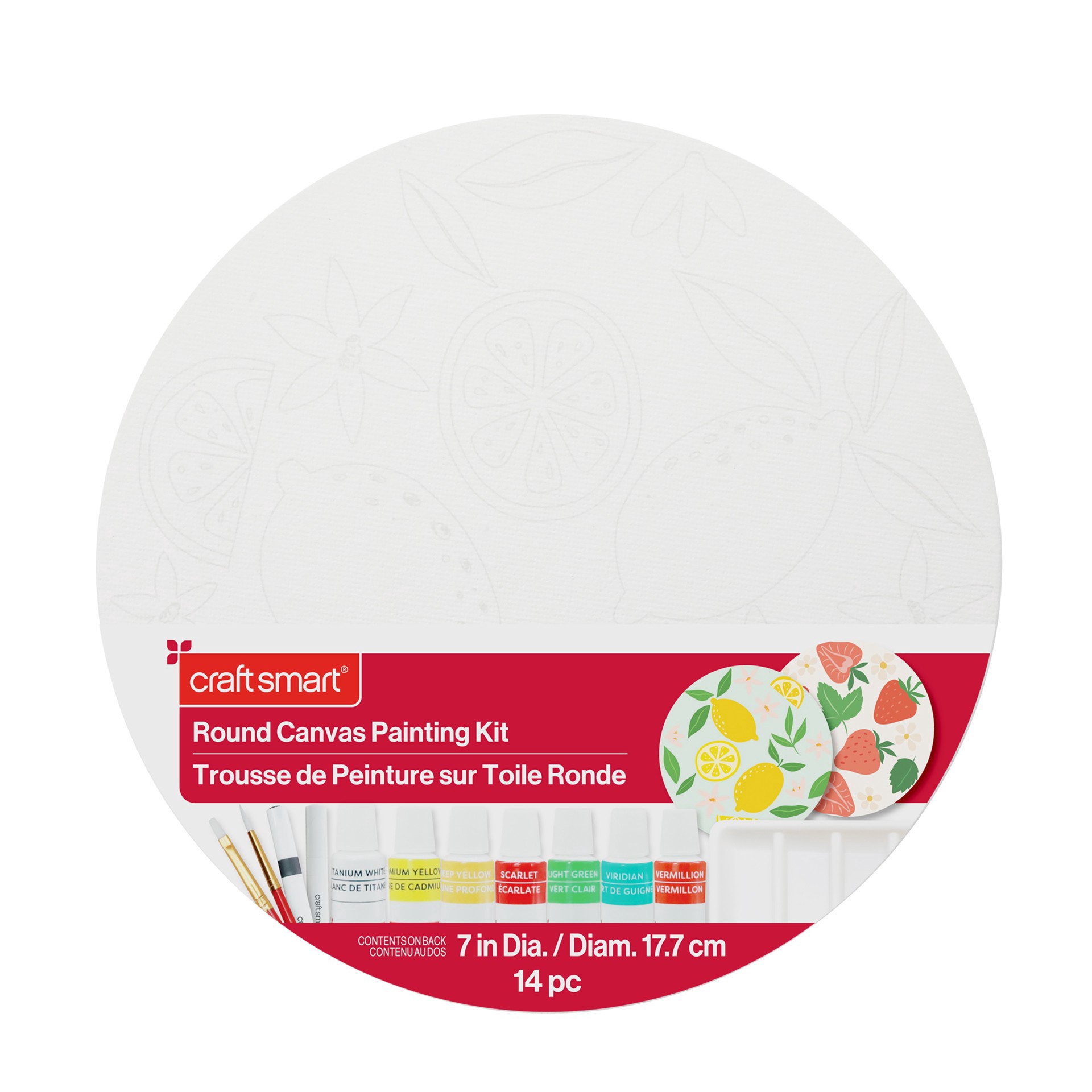 slide 2 of 6, 7" Fruit Round Canvas Painting Kit By Craft Smart, 7 in