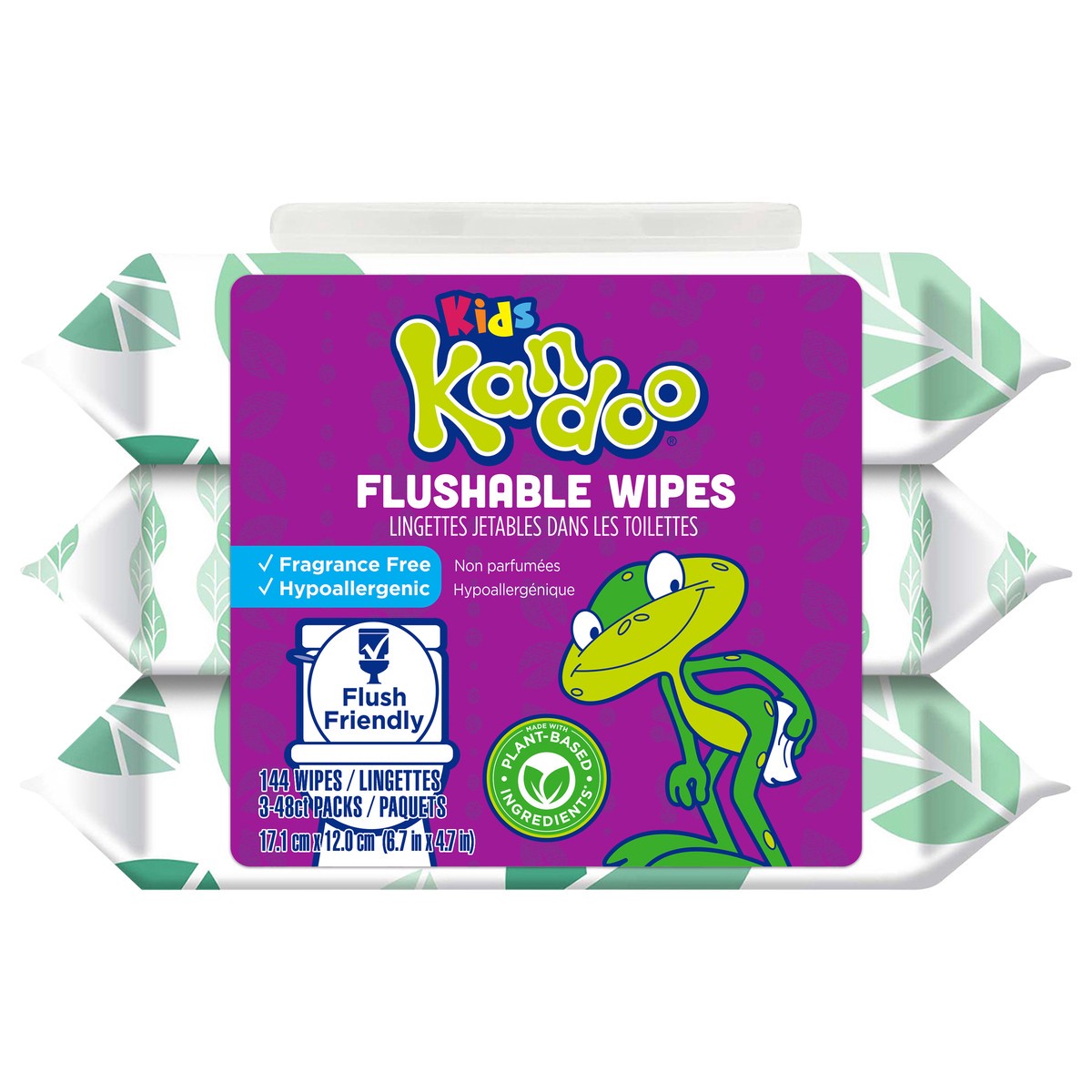 slide 1 of 9, Kandoo Kids Flushable Wipes 3 - 48ct Packs (144 Wipes), 3 ct