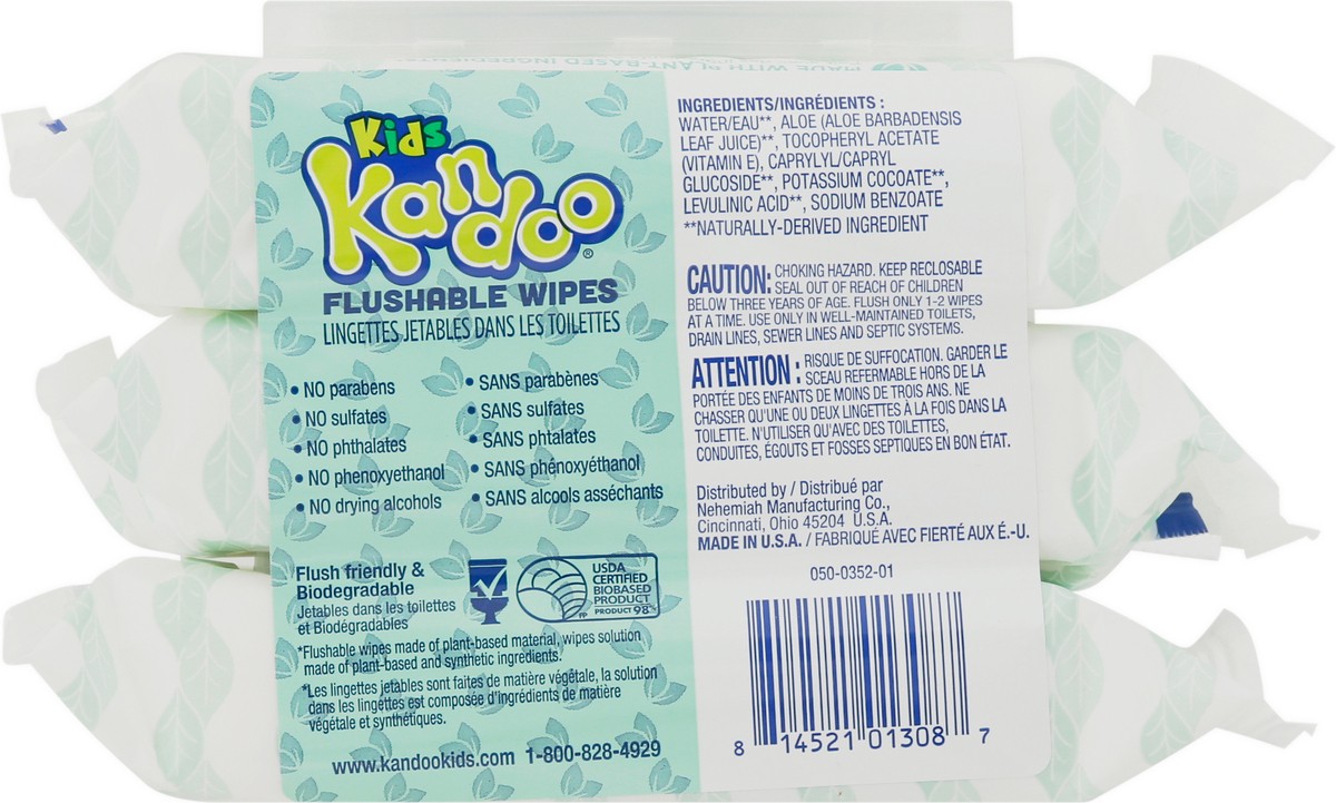 slide 5 of 9, Kandoo Kids Flushable Wipes 3 - 48ct Packs (144 Wipes), 3 ct