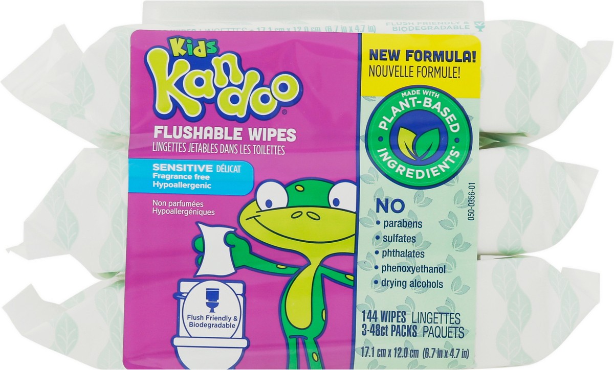 slide 6 of 9, Kandoo Kids Flushable Wipes 3 - 48ct Packs (144 Wipes), 3 ct