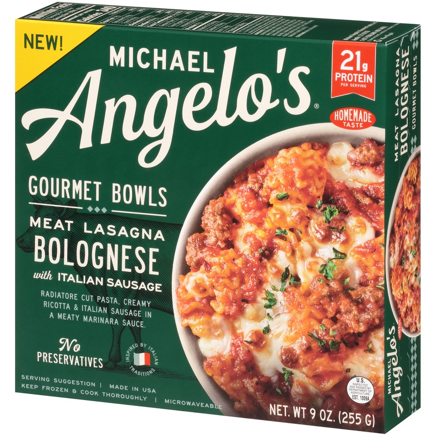 slide 3 of 8, Michael Angelo's Gourmet Bowls Meat Lasagna Bolognese&nbsp;, 9 oz