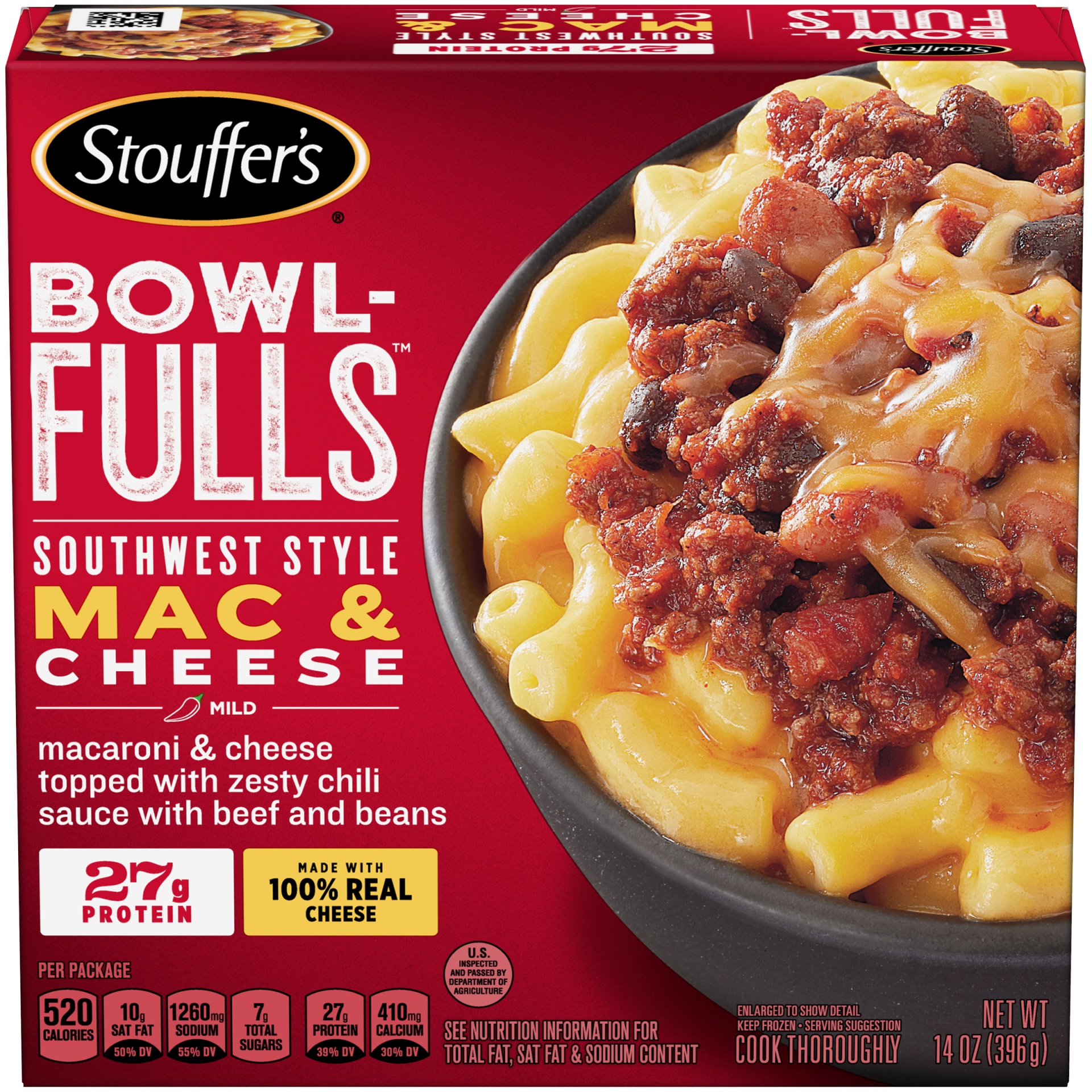 slide 5 of 6, Stouffer's MAC-FULLS Southwest Style Mac and Cheese Bowl Frozen Meal, 14 oz