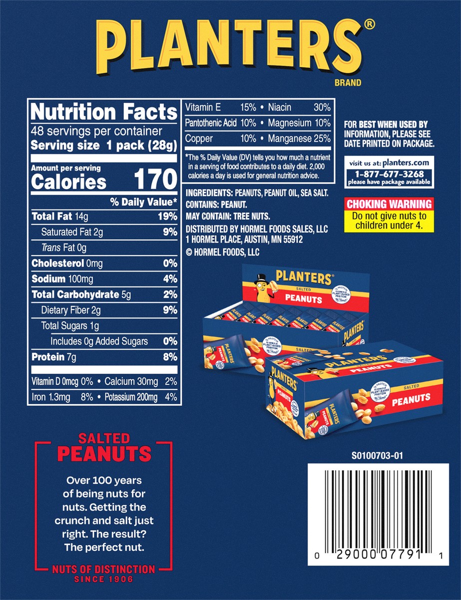 slide 8 of 12, Planters Salted Peanuts 48 - 1 oz Packs, 