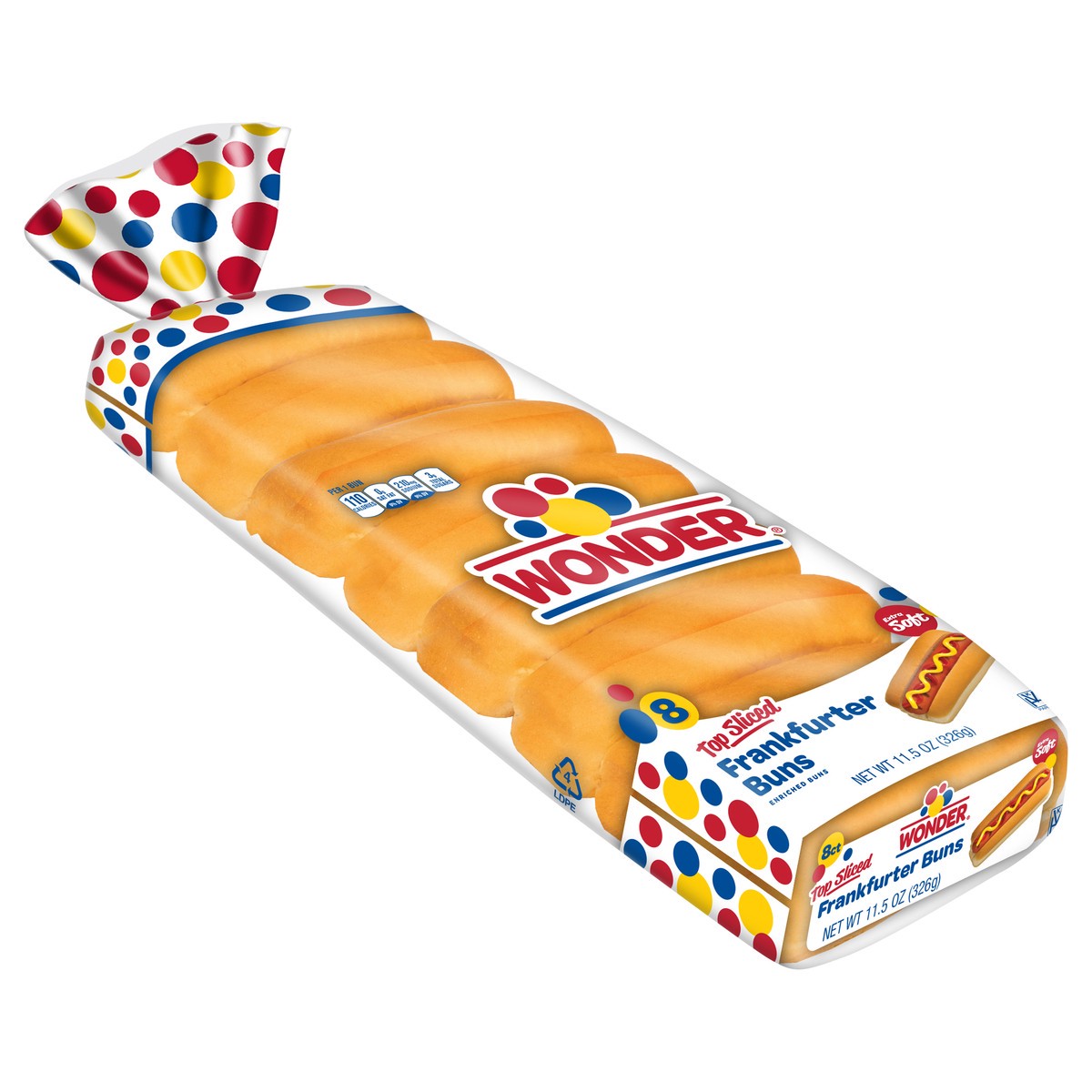 slide 2 of 10, Wonder Bread Frankfurter Buns, Top Sliced Hot Dog Buns, 8 Count, 8 ct