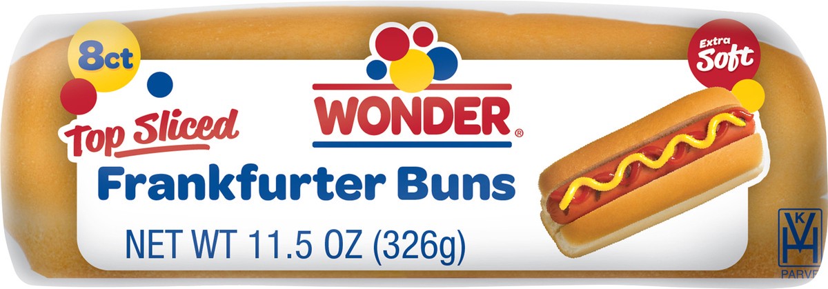 slide 5 of 10, Wonder Bread Frankfurter Buns, Top Sliced Hot Dog Buns, 8 Count, 8 ct