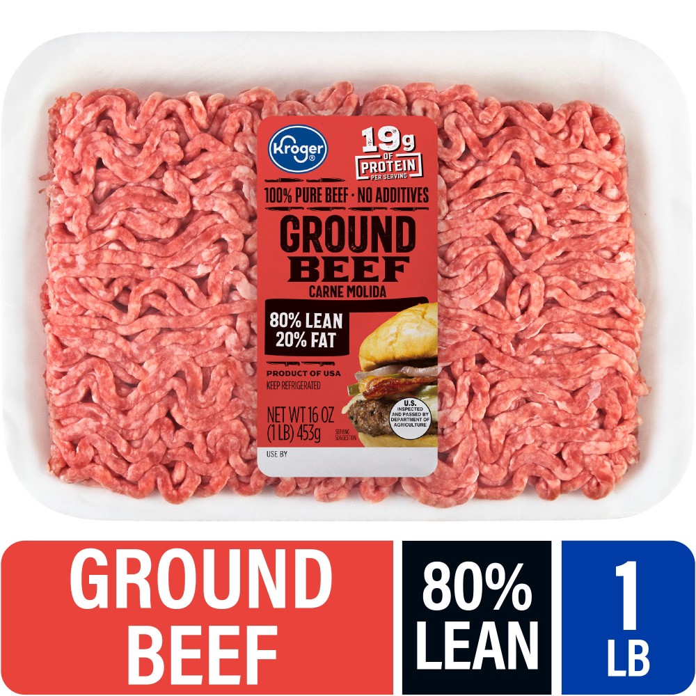 slide 1 of 5, Kroger Ground Beef 80% Lean, 1 lb