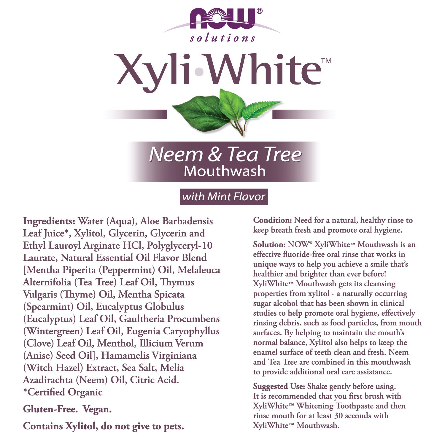 slide 3 of 4, NOW Solutions Xyliwhite™ Neem & Tea Tree Mouthwash - 16 oz., 16 oz