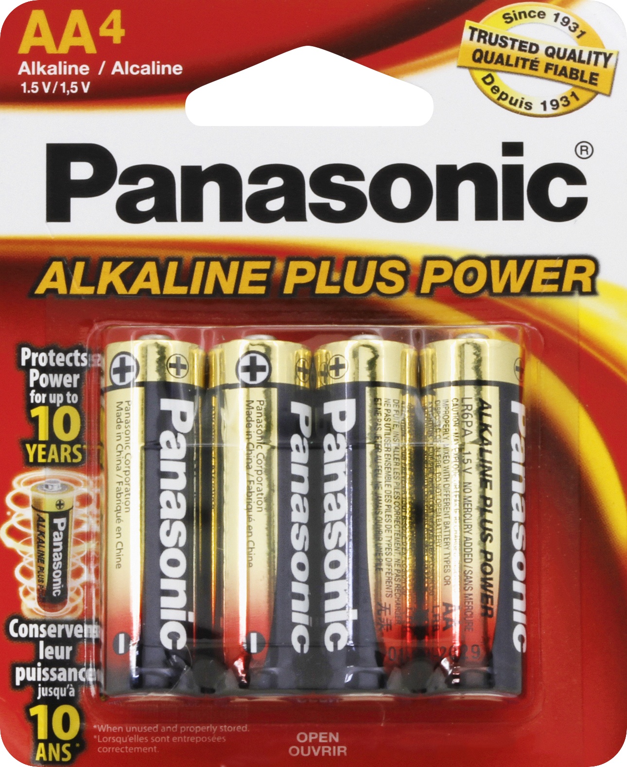 slide 1 of 1, Panasonic AA Alkaline Batteries, 4 ct