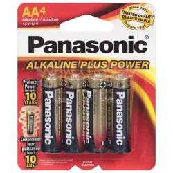Panasonic 1.5 V Alkaline AA Batteries 4 ea