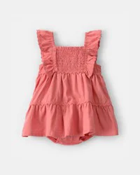 Carters Baby Girl Ruffle Sleeveless Bodysuit Dress - Orange Orange 6M