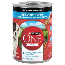 Purina ONE +Plus Healthy Puppy Wet Dog Food Classic Ground Lamb & Long Grain Rice Entrée, 13 oz