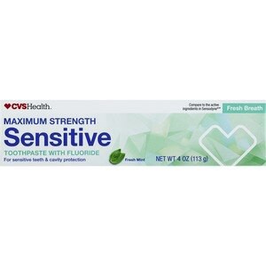 slide 1 of 1, CVS Health Maximum Strength Sensitive Toothpaste With Fluoride, Fresh Mint, 4 oz; 113 gram