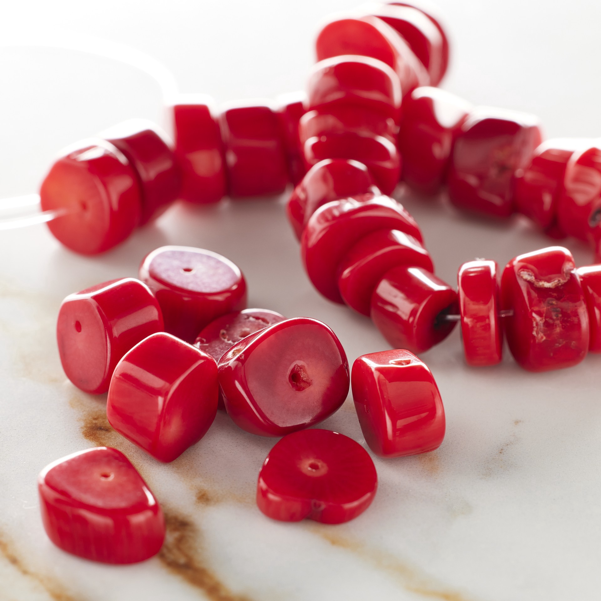 slide 3 of 3, Red Dyed Bamboo Coral Tube Beads, 10mm By Bead Landing, 10mm