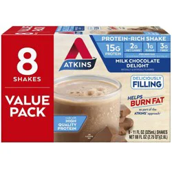 Atkins Milk Chocolate Delight Protein-Rich Shake Value Pack - 8 x 11 fl oz Cartons