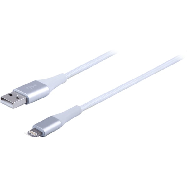 slide 1 of 4, Ativa Usb-Type-A-To-Lightning Braided Aluminum Charge And Sync Cable, 3', White, 45842, 1 ct