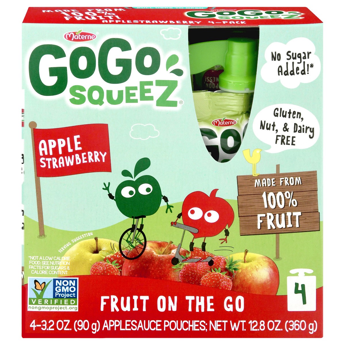 slide 1 of 13, GoGo squeeZ 4 Pack Fruit On The Go Apple Strawberry Baby Food 4.0 ea, 4 ct