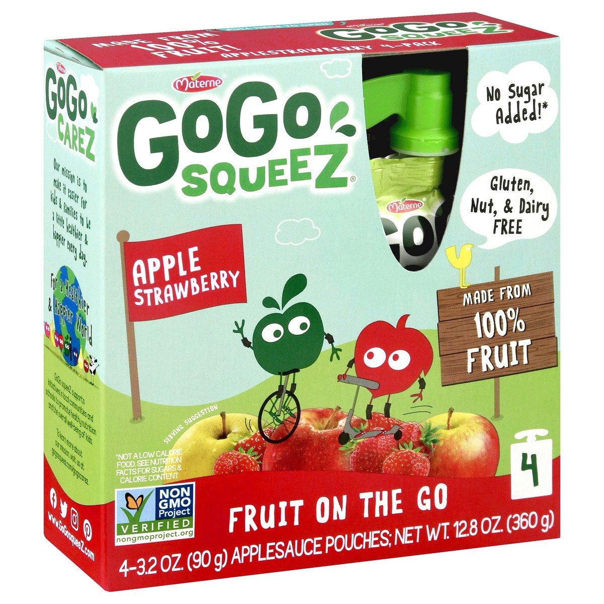 slide 13 of 13, GoGo squeeZ 4 Pack Fruit On The Go Apple Strawberry Baby Food 4.0 ea, 4 ct