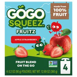 GoGo squeeZ Apple Strawberry Applesauce and Fruit Puree Variety Pack, 4 Pack