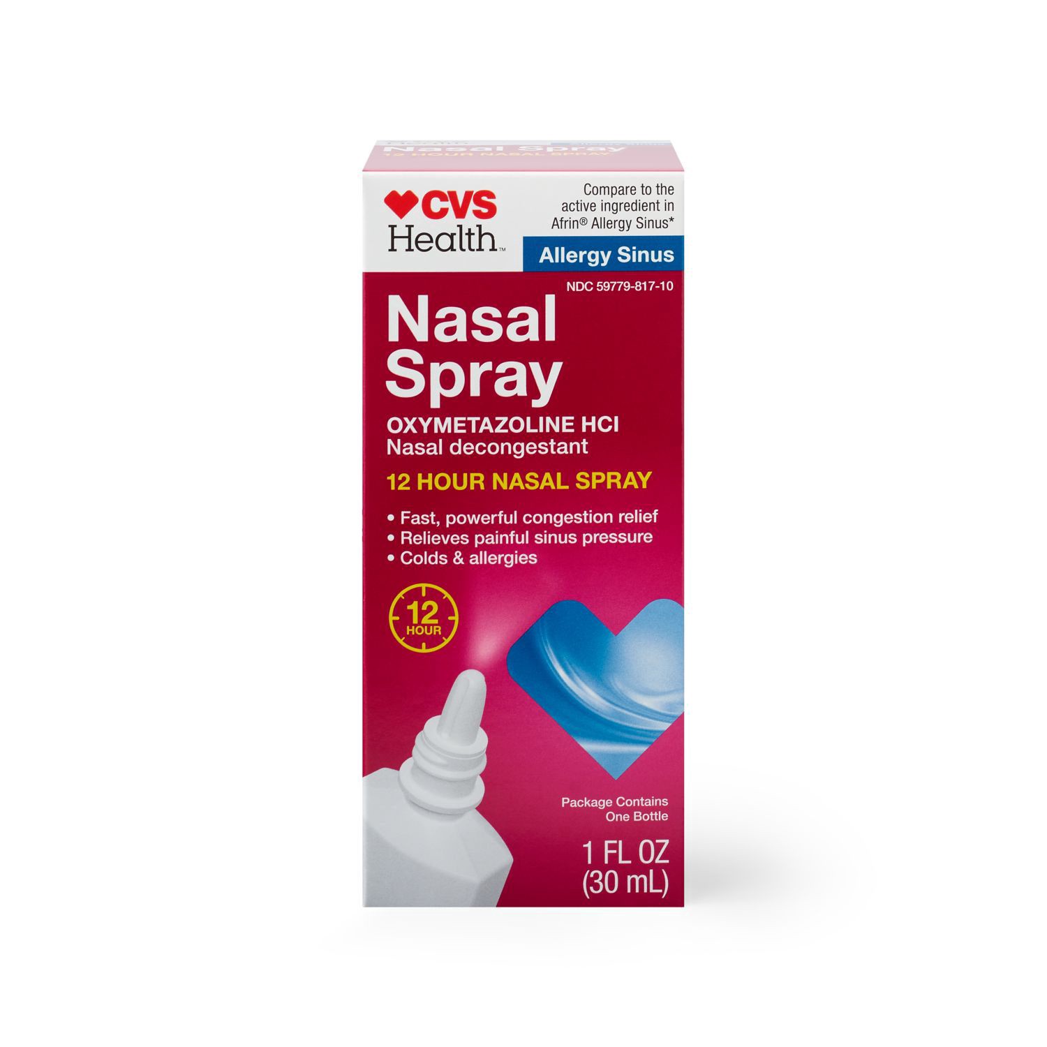 slide 1 of 1, CVS Health Oxymetazoline Hcl 0.05% Nasal Allergy Spray For Sinus Relief And Allergy Relief 1 Oz, 1 oz