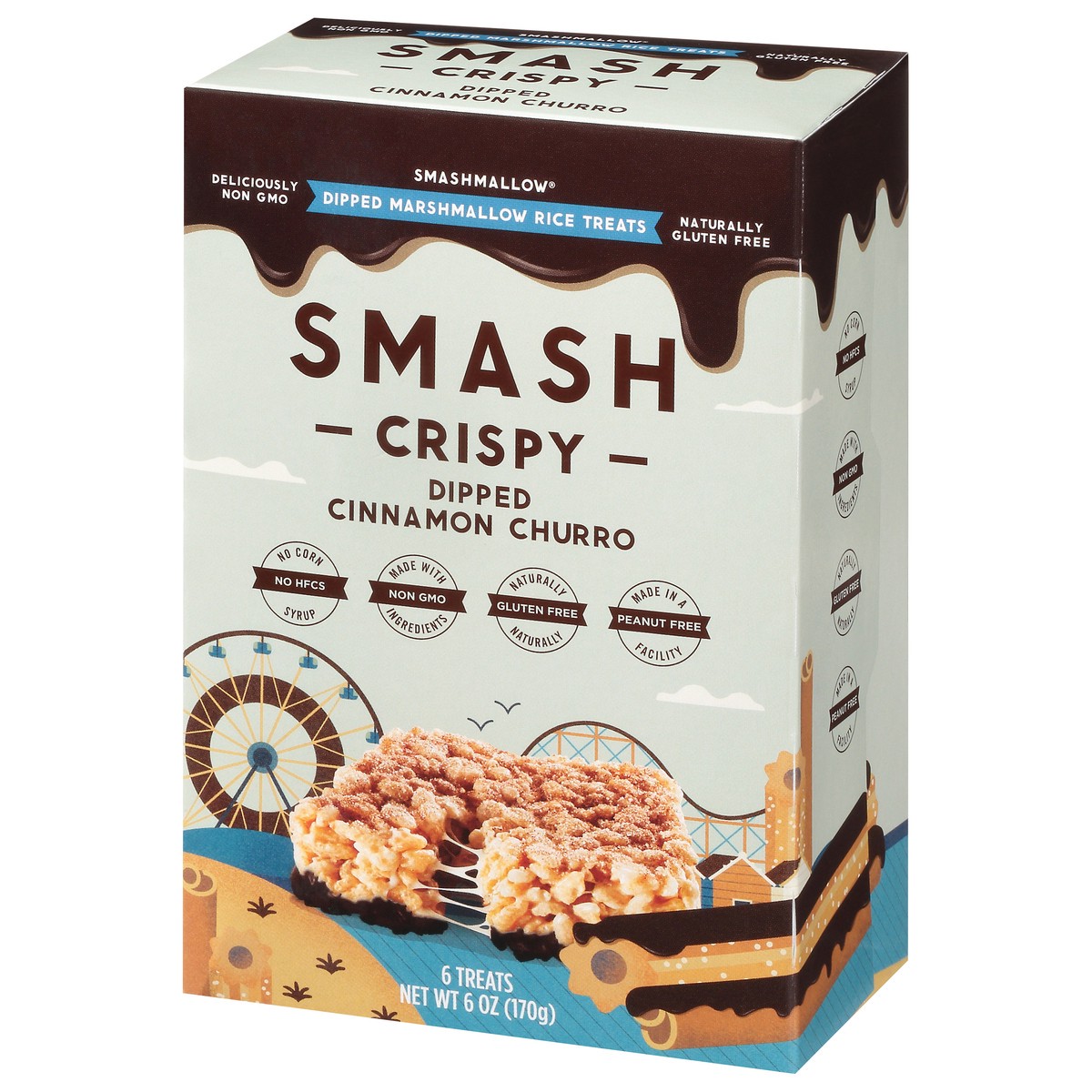 slide 12 of 14, SmashMallow Smash Crispy Dipped Cinnamon Churro Marshmallow Rice Treats 6 ea, 6 ct