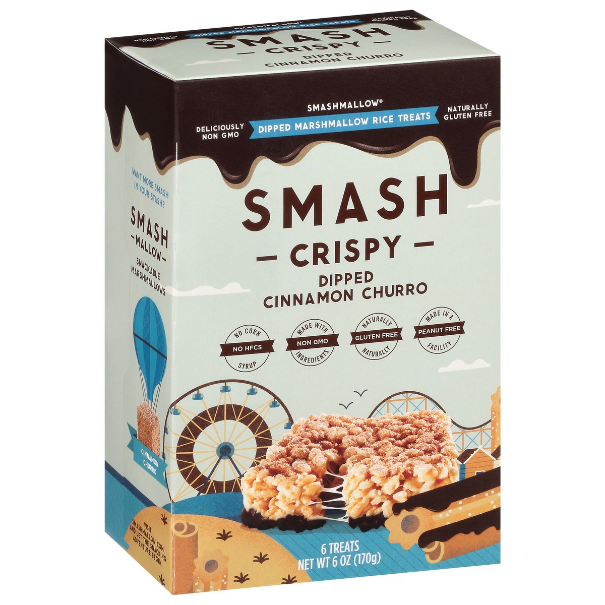 slide 14 of 14, SmashMallow Smash Crispy Dipped Cinnamon Churro Marshmallow Rice Treats 6 ea, 6 ct