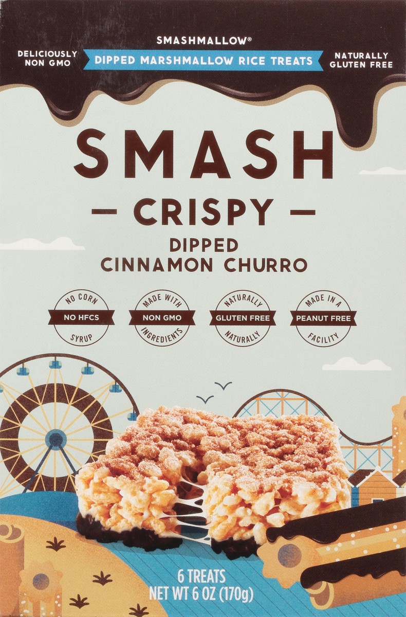 slide 7 of 14, SmashMallow Smash Crispy Dipped Cinnamon Churro Marshmallow Rice Treats 6 ea, 6 ct